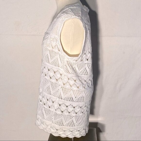 Vintage Fifty Seventh Street East White Knit Vest S - Picture 8 of 9